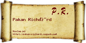 Pakan Richárd névjegykártya